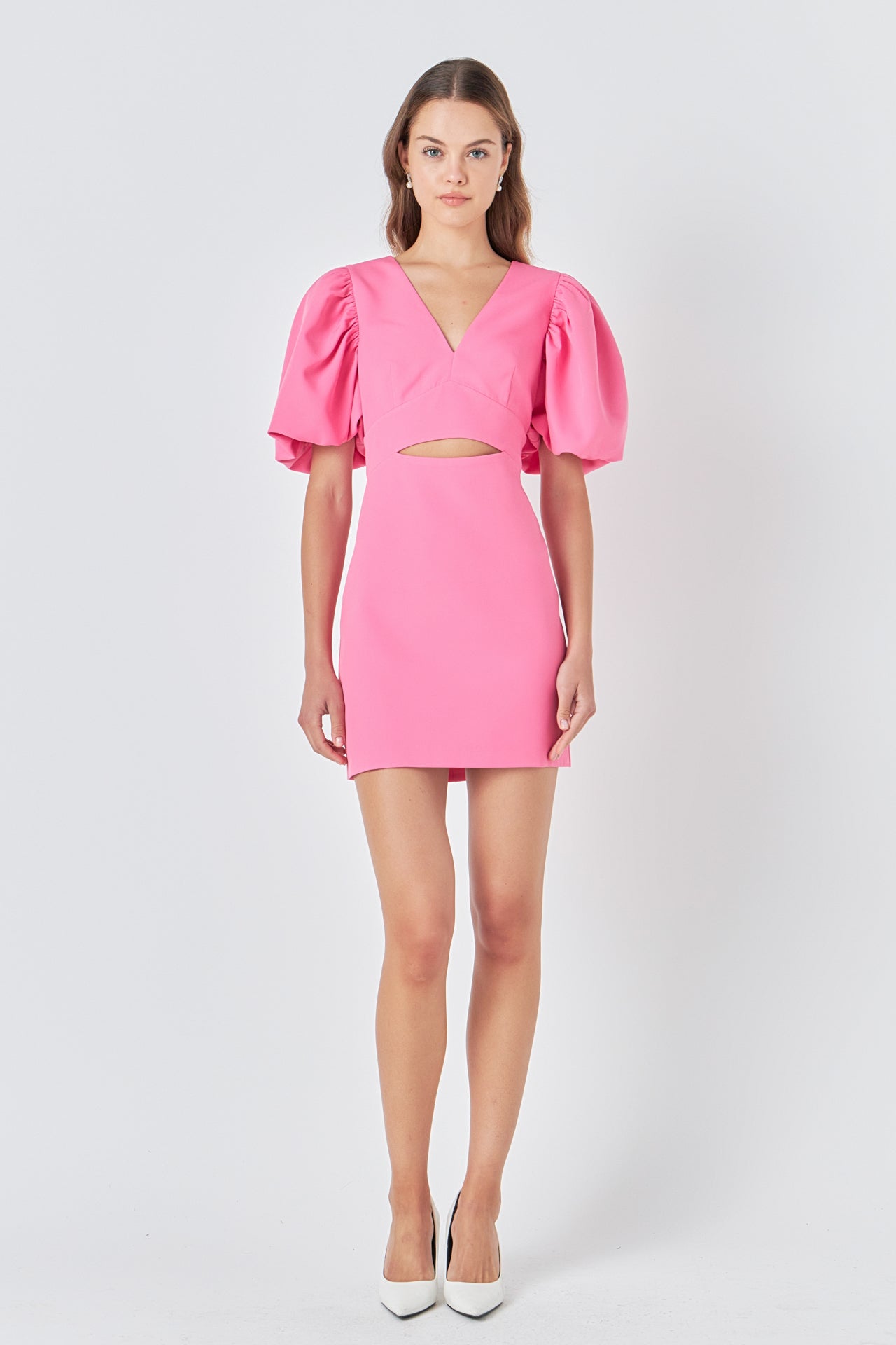 ENDLESS ROSE - Endless Rose - Puff Sleeve Cut Out Mini Dress - DRESSES available at Objectrare