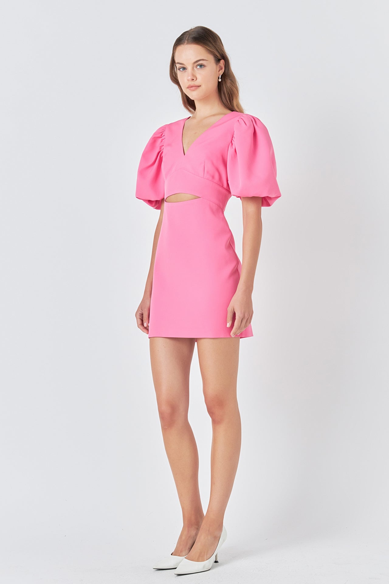 ENDLESS ROSE - Endless Rose - Puff Sleeve Cut Out Mini Dress - DRESSES available at Objectrare