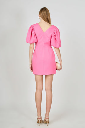 ENDLESS ROSE - Puff Sleeve Cut Out Mini - DRESSES available at Objectrare