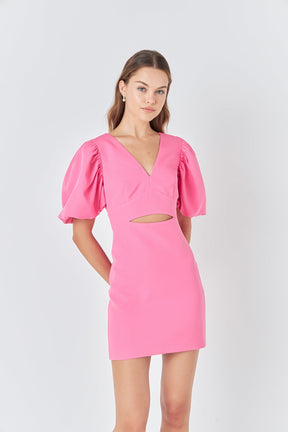 ENDLESS ROSE - Endless Rose - Puff Sleeve Cut Out Mini Dress - DRESSES available at Objectrare