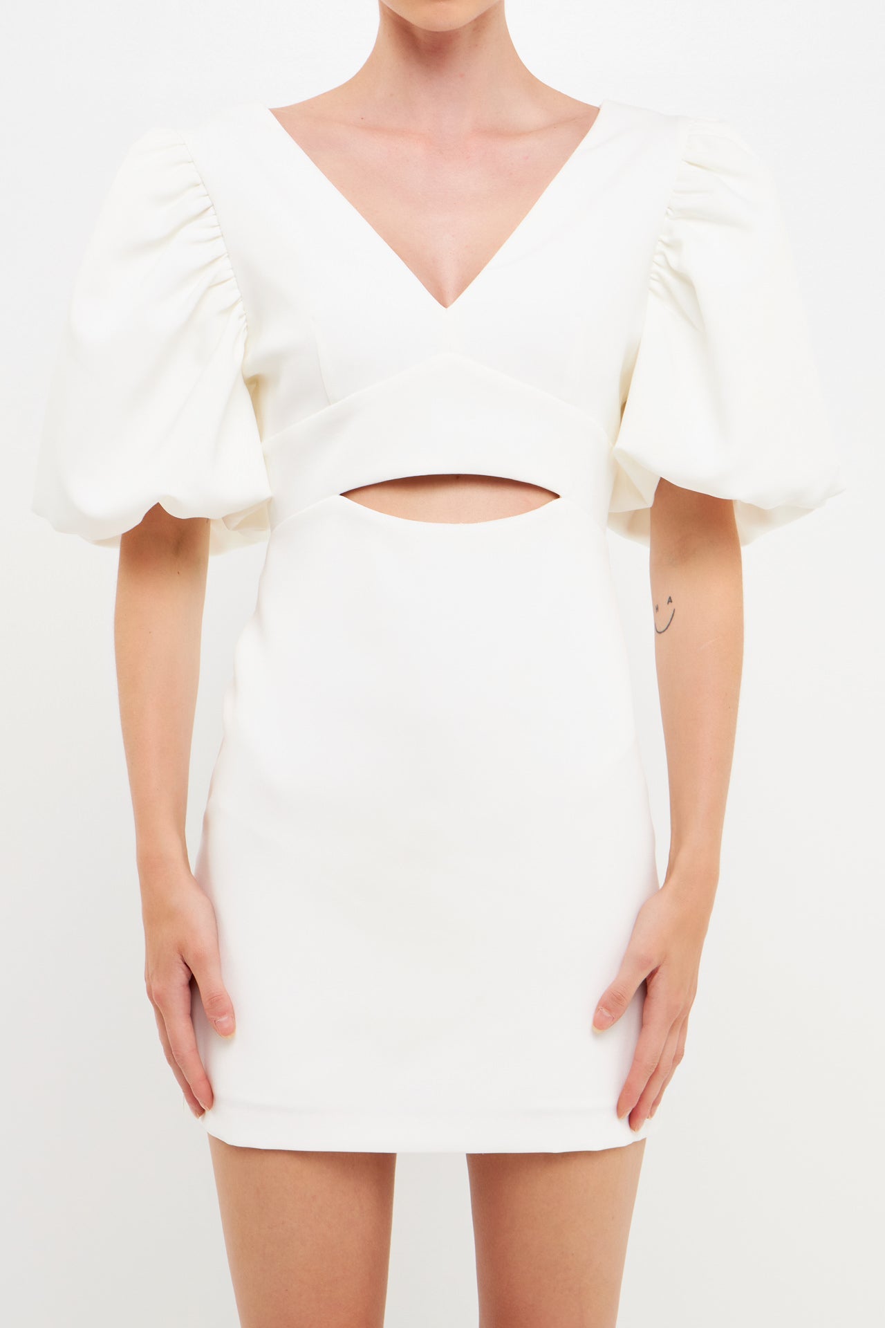 ENDLESS ROSE - Puff Sleeve Cut Out Mini - DRESSES available at Objectrare
