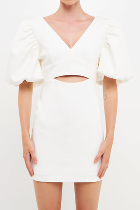 ENDLESS ROSE - Puff Sleeve Cut Out Mini - DRESSES available at Objectrare