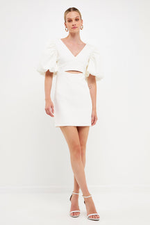 ENDLESS ROSE - Puff Sleeve Cut Out Mini - DRESSES available at Objectrare