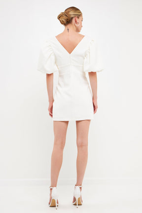 ENDLESS ROSE - Puff Sleeve Cut Out Mini - DRESSES available at Objectrare
