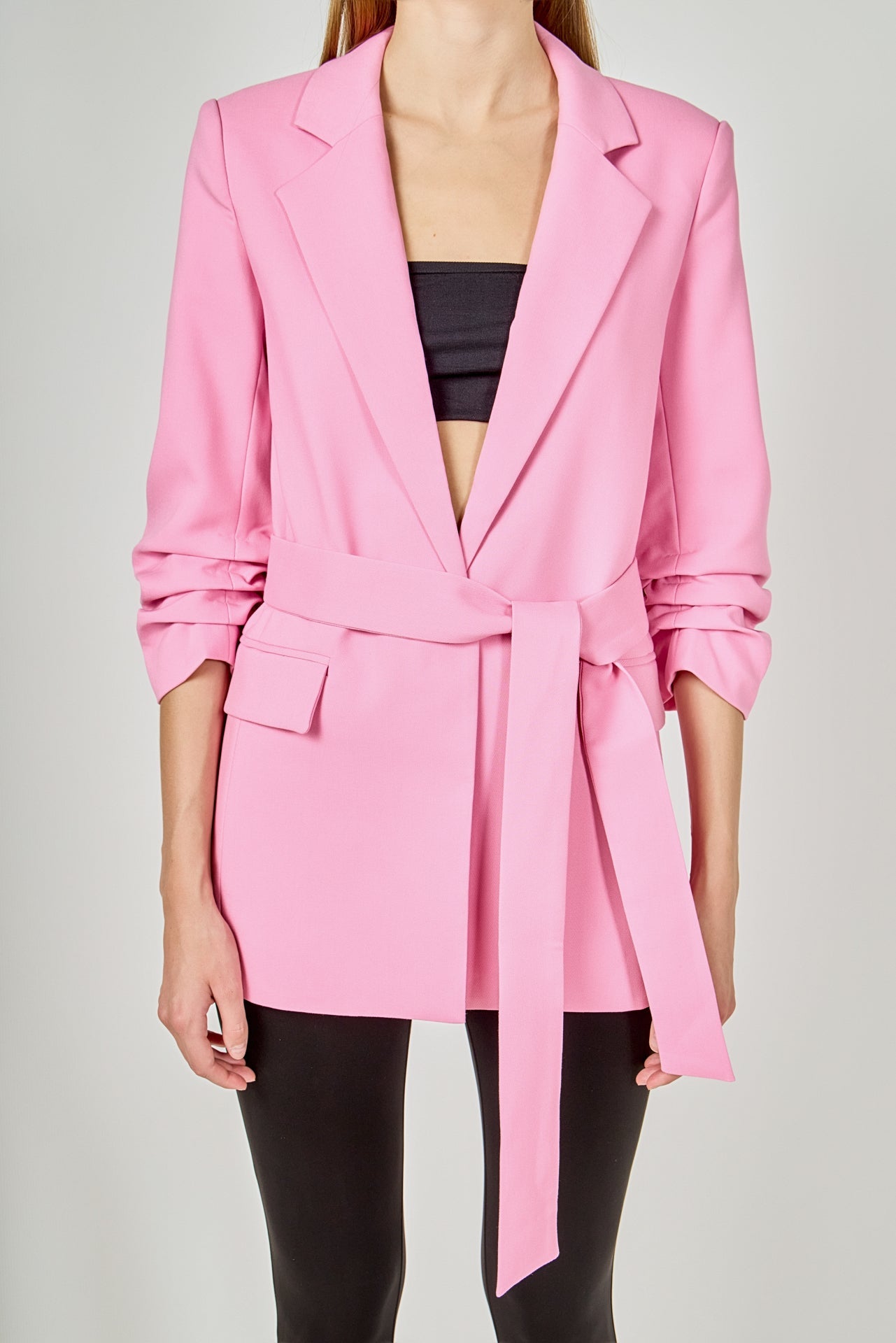 ENDLESS ROSE - Sleeve Cinched 3/4 Blazer - BLAZERS available at Objectrare