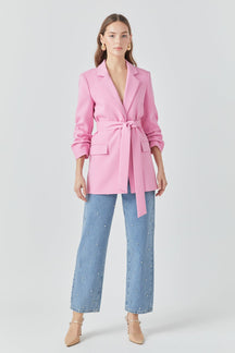 ENDLESS ROSE - Endless Rose - Sleeve Cinched 3/4 Blazer - BLAZERS available at Objectrare