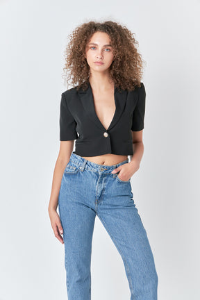 ENDLESS ROSE - Cropped Short Sleeve Blazer - BLAZERS available at Objectrare
