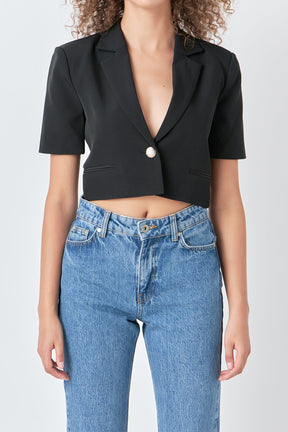 ENDLESS ROSE - Cropped Short Sleeve Blazer - BLAZERS available at Objectrare