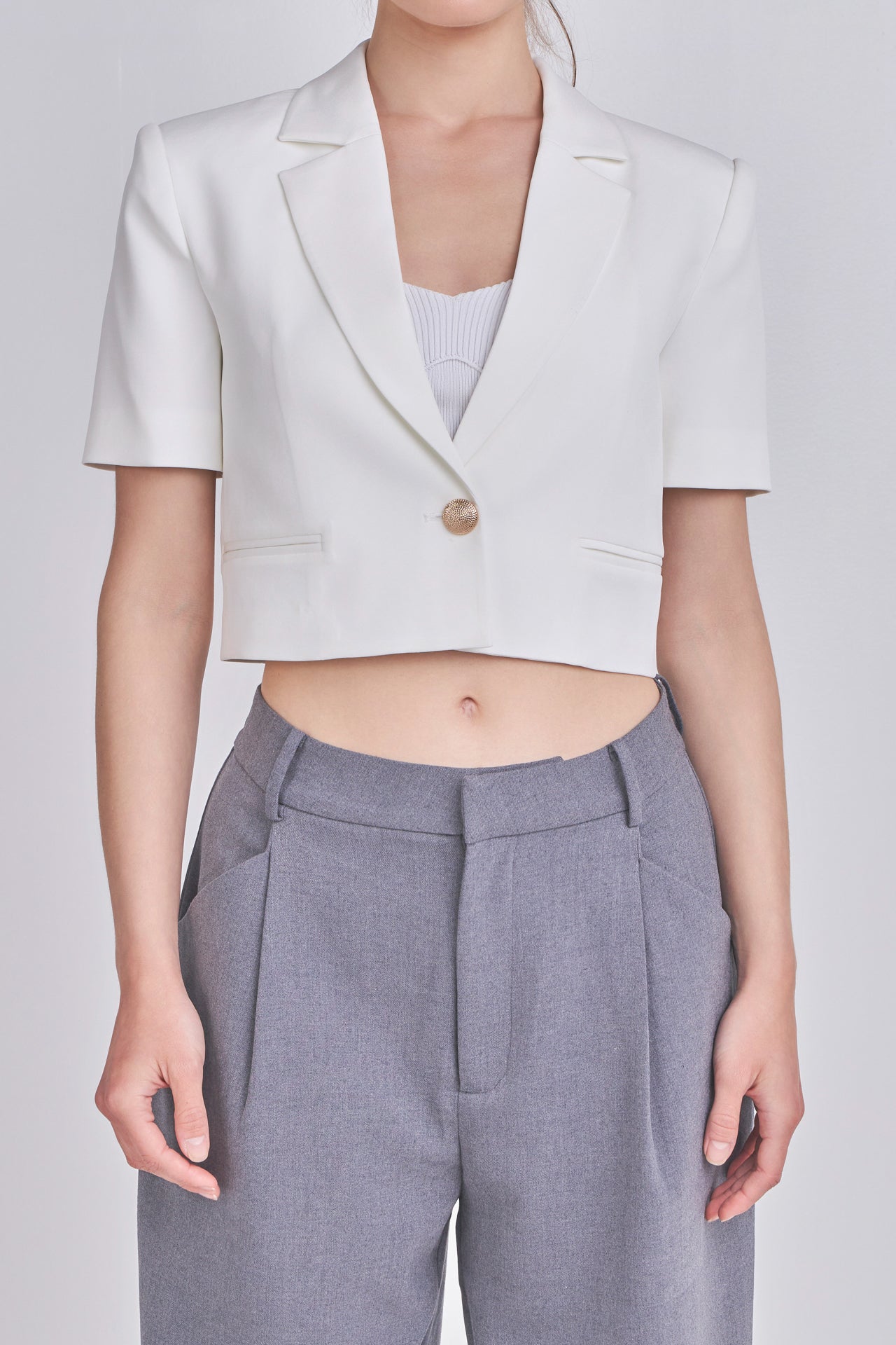 ENDLESS ROSE - Endless Rose - Cropped Short Sleeve Blazer - BLAZERS available at Objectrare