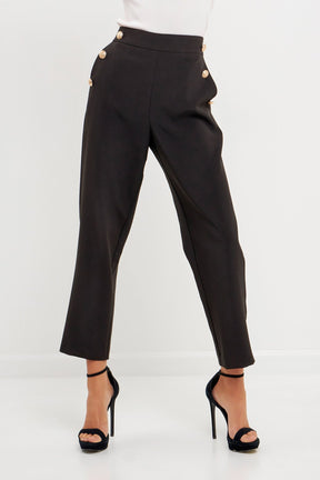 ENDLESS ROSE - Endless Rose - High Waisted Buttoned Trousers - PANTS available at Objectrare