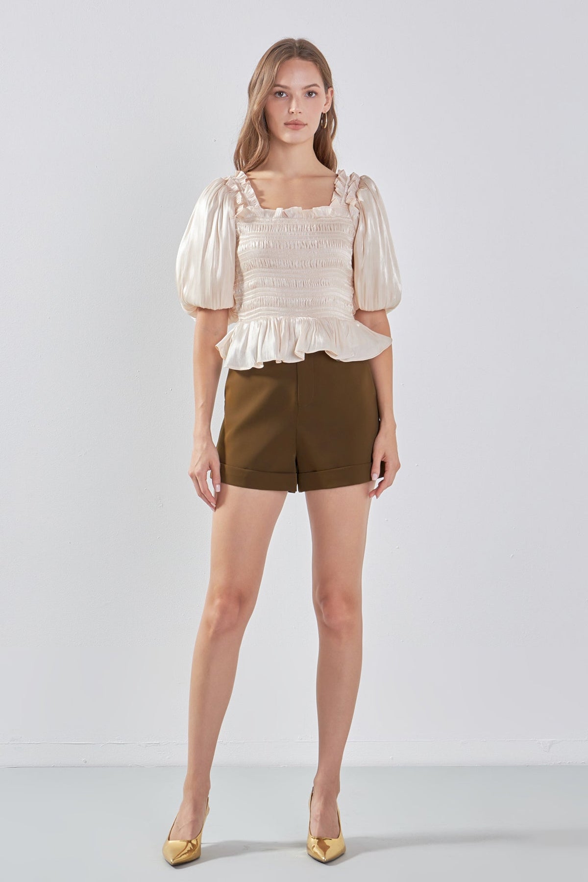 ENDLESS ROSE - Sheen Smocked Top - TOPS available at Objectrare
