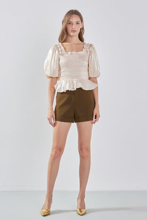 ENDLESS ROSE - Sheen Smocked Top - TOPS available at Objectrare