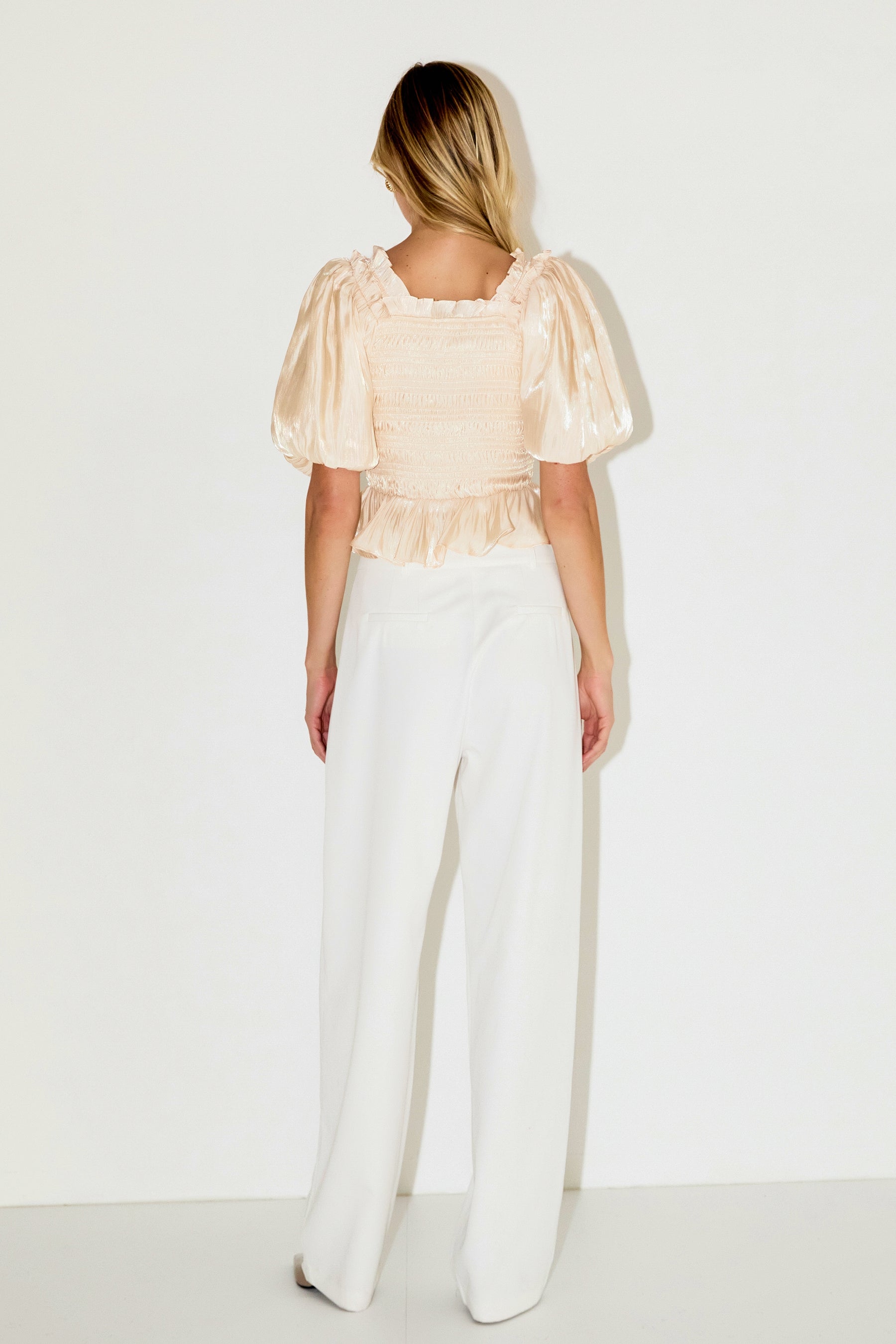 ENDLESS ROSE - Sheen Smocked Top - TOPS available at Objectrare