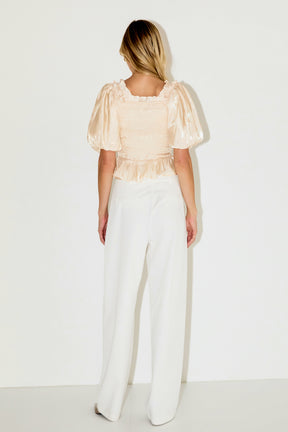 ENDLESS ROSE - Sheen Smocked Top - TOPS available at Objectrare