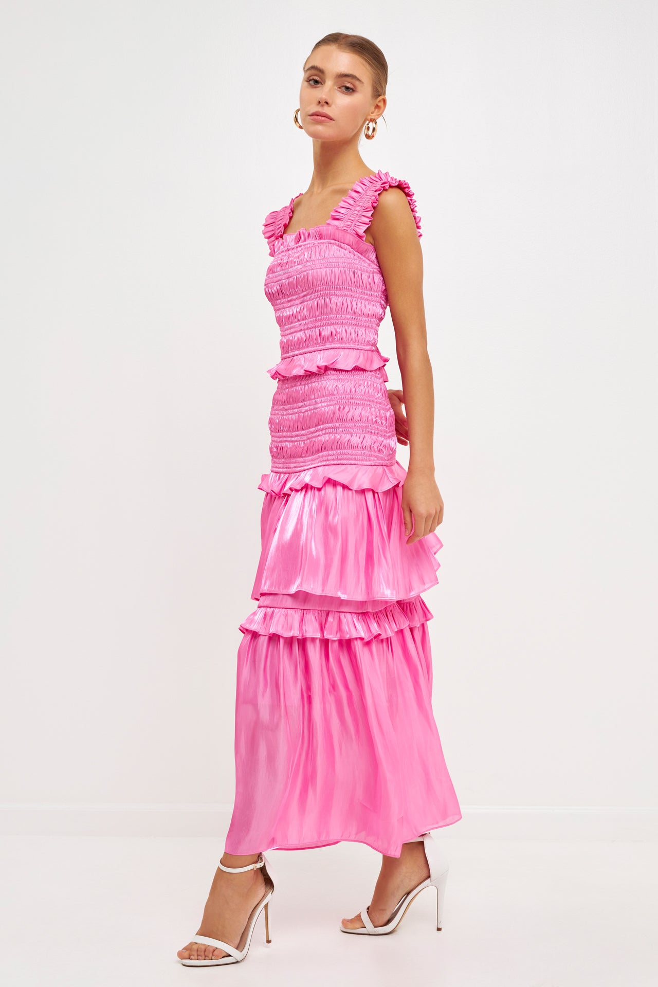 ENDLESS ROSE - Sheen Smocked Maxi Dress - DRESSES available at Objectrare