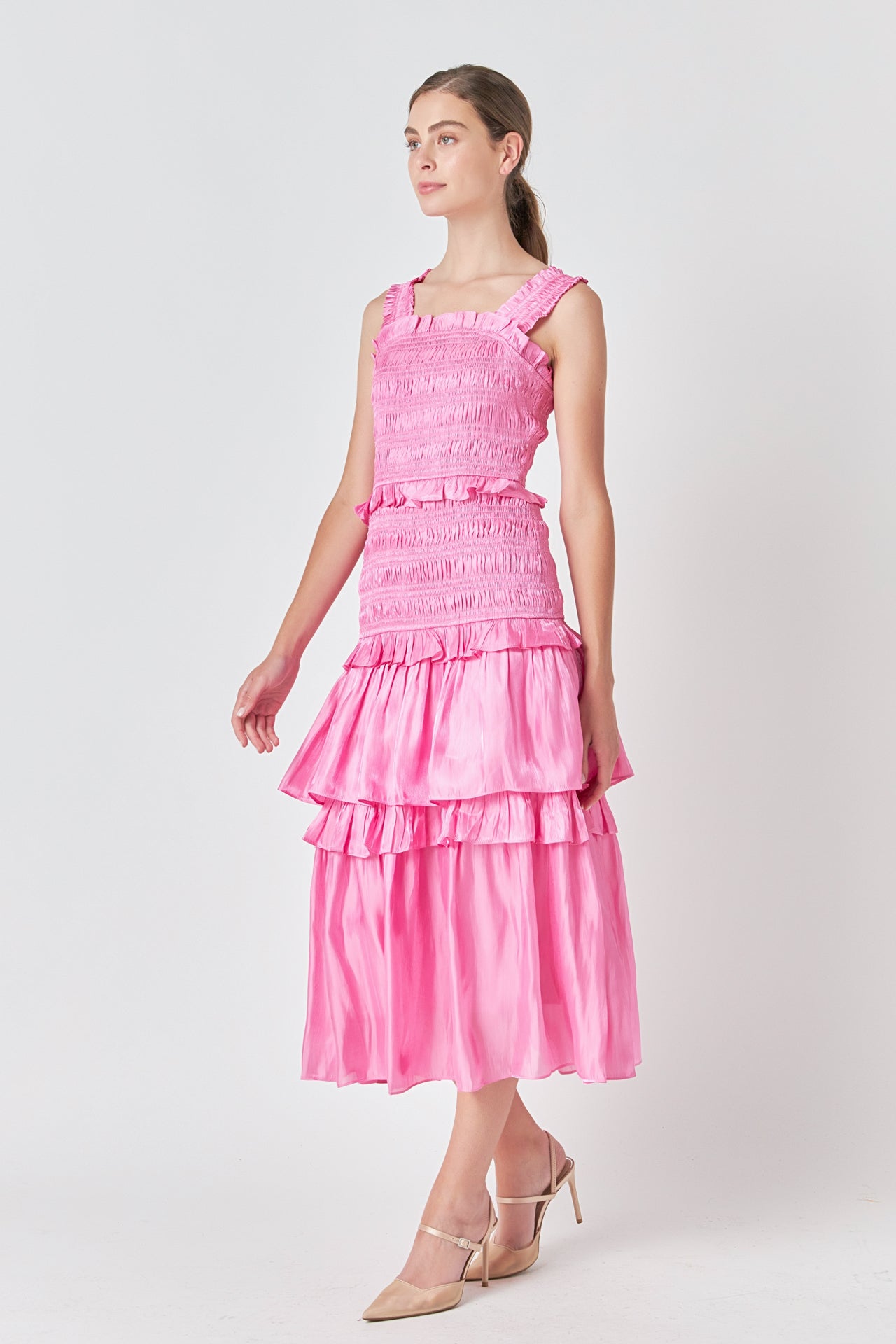 ENDLESS ROSE - Sheen Smocked Maxi Dress - DRESSES available at Objectrare