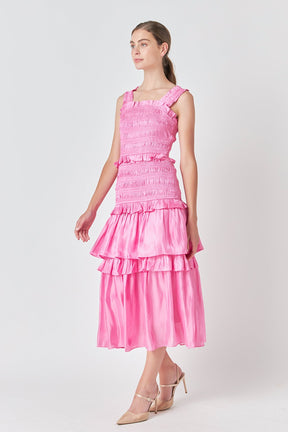 ENDLESS ROSE - Sheen Smocked Maxi Dress - DRESSES available at Objectrare