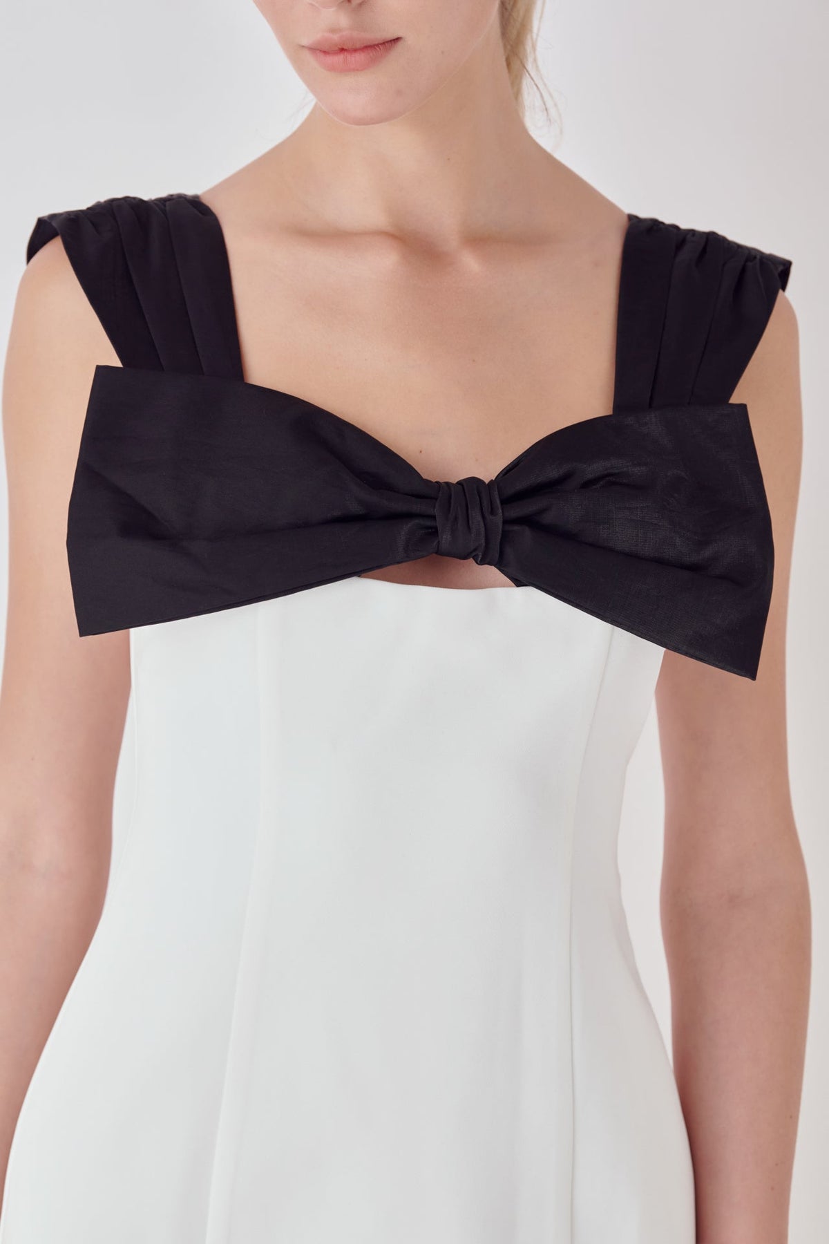 ENDLESS ROSE - Mixed Media Bow Mini Dress - DRESSES available at Objectrare