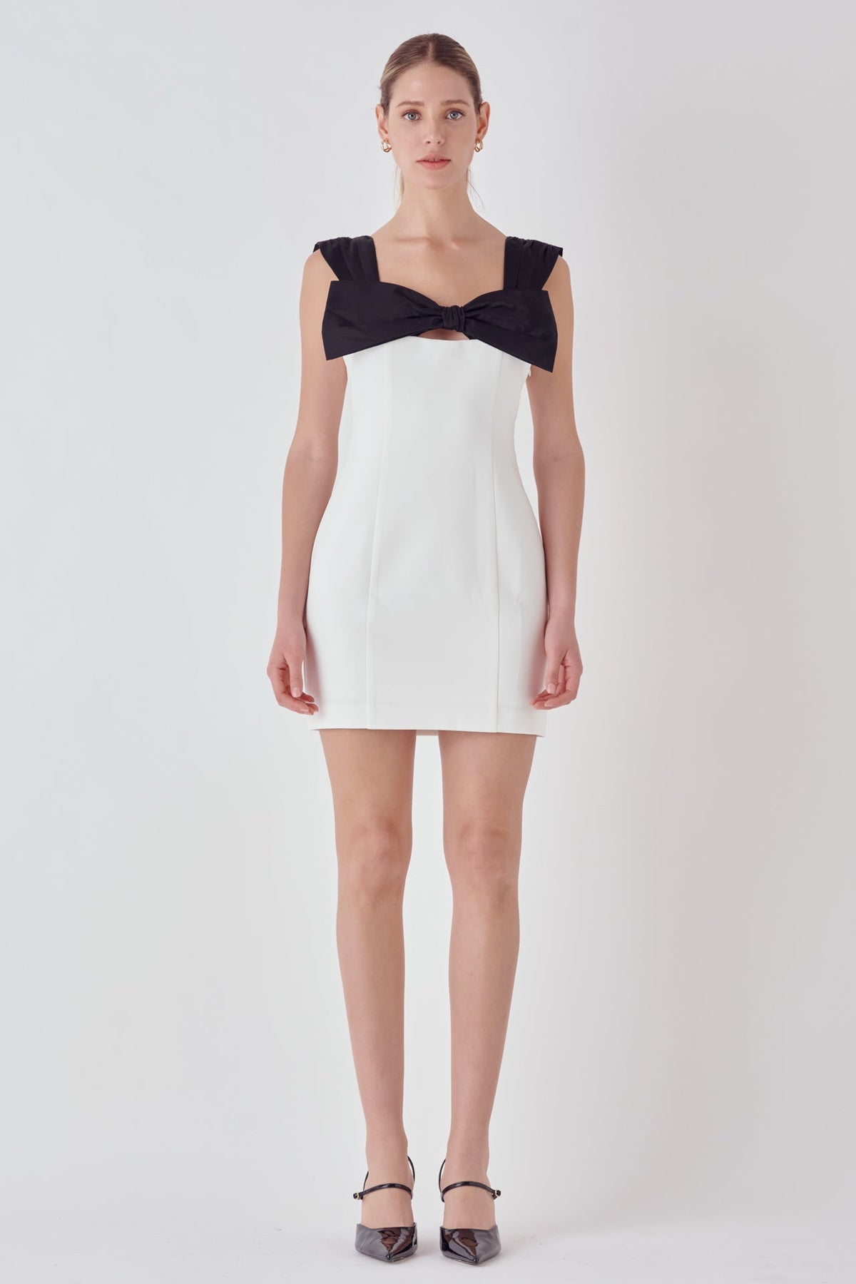 ENDLESS ROSE - Mixed Media Bow Mini Dress - DRESSES available at Objectrare