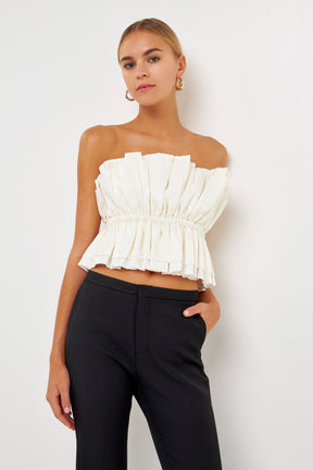 ENDLESS ROSE - Sheen Ruffled Strapless Top - TOPS available at Objectrare