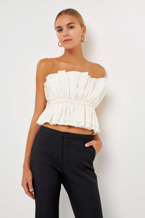 ENDLESS ROSE - Endless Rose - Sheen Ruffled Strapless Top - TOPS available at Objectrare