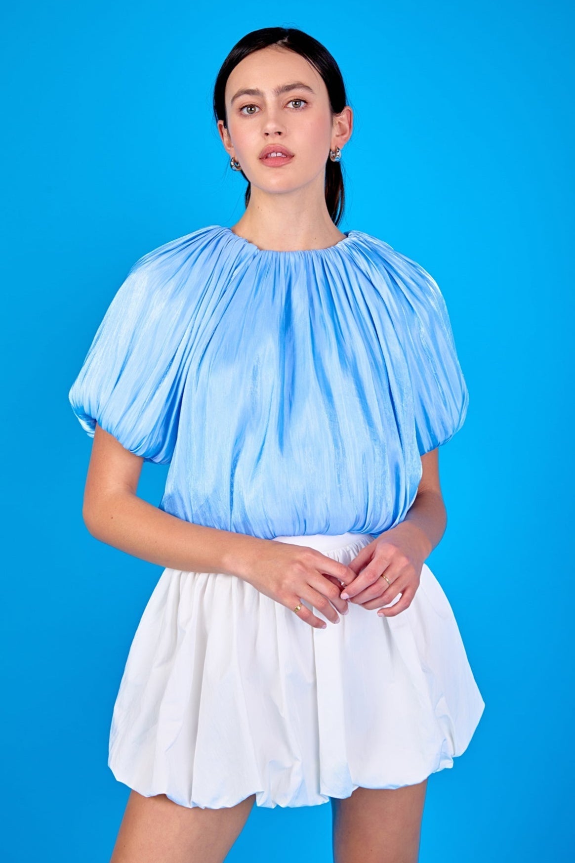 ENDLESS ROSE - Sheen Effect Blouson Top - TOPS available at Objectrare