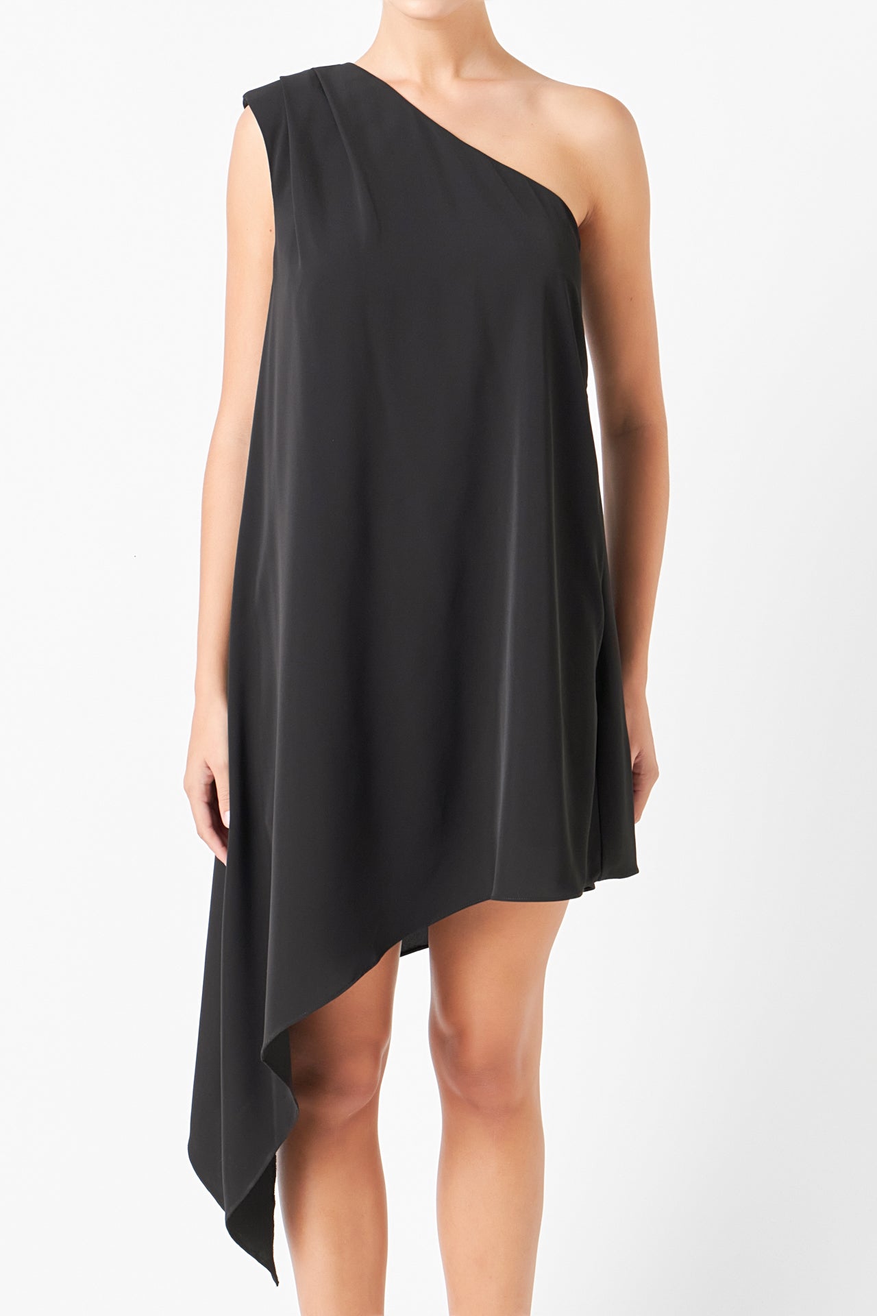 ENDLESS ROSE - Shoulder Pintucked Asymmetrical Mini Dress - DRESSES available at Objectrare