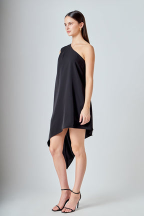 ENDLESS ROSE - Shoulder Pintucked Asymmetrical Mini Dress - DRESSES available at Objectrare