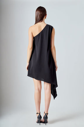 ENDLESS ROSE - Shoulder Pintucked Asymmetrical Mini Dress - DRESSES available at Objectrare