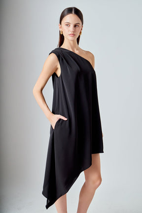 ENDLESS ROSE - Shoulder Pintucked Asymmetrical Mini Dress - DRESSES available at Objectrare