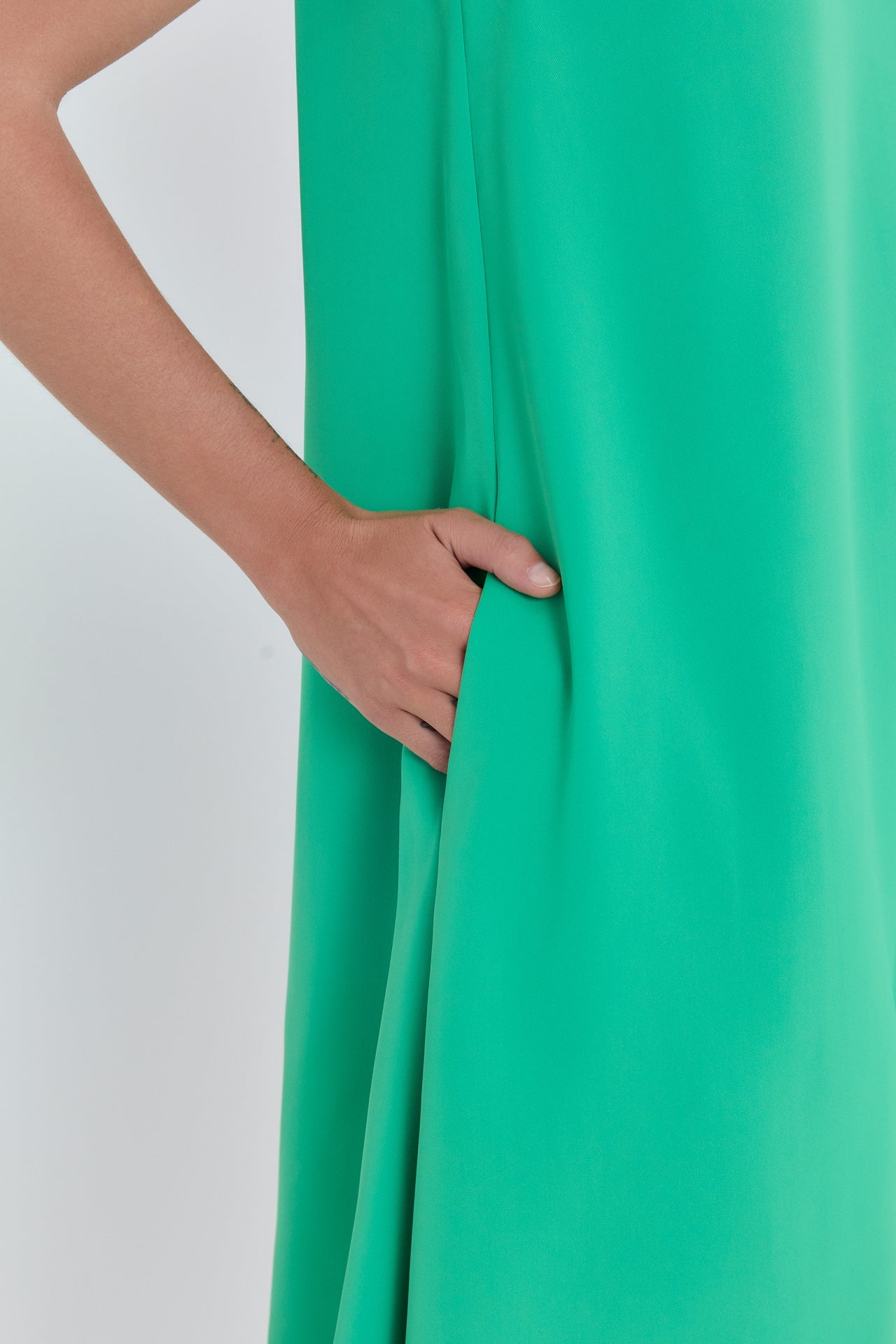 Shoulder Pintucked Asymmetrical Mini Dress