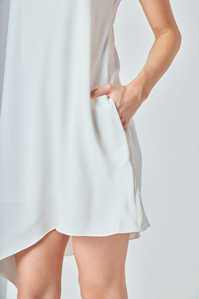 ENDLESS ROSE - Shoulder Pintucked Asymmetrical Mini Dress - DRESSES available at Objectrare