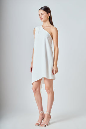 LA'VEN - Shoulder Pintucked Asymmetrical Mini Dress - DRESSES available at Objectrare