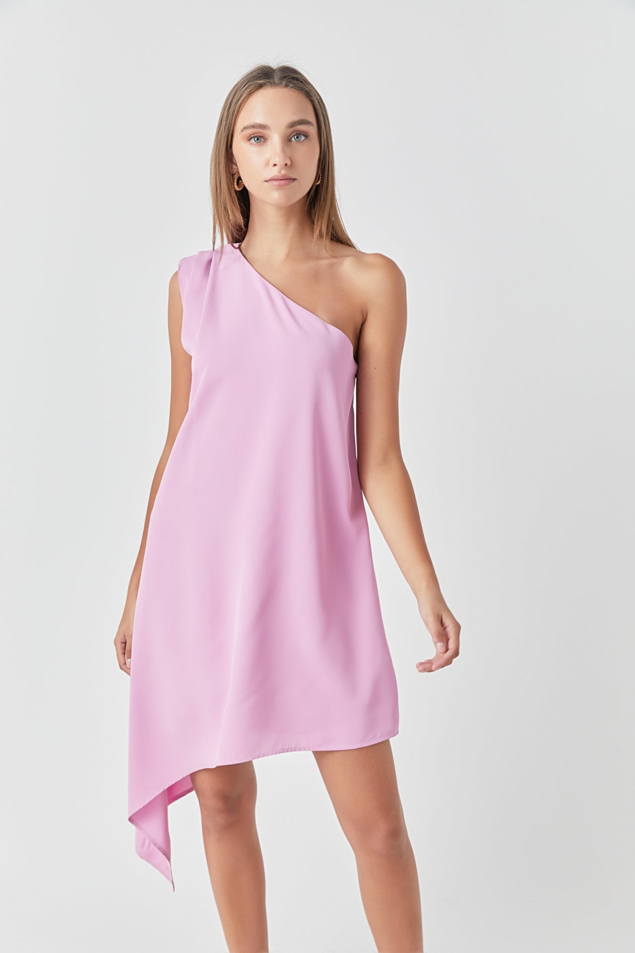 ENDLESS ROSE - Endless Rose - Shoulder Pintucked Asymmetrical Mini Dress - DRESSES available at Objectrare