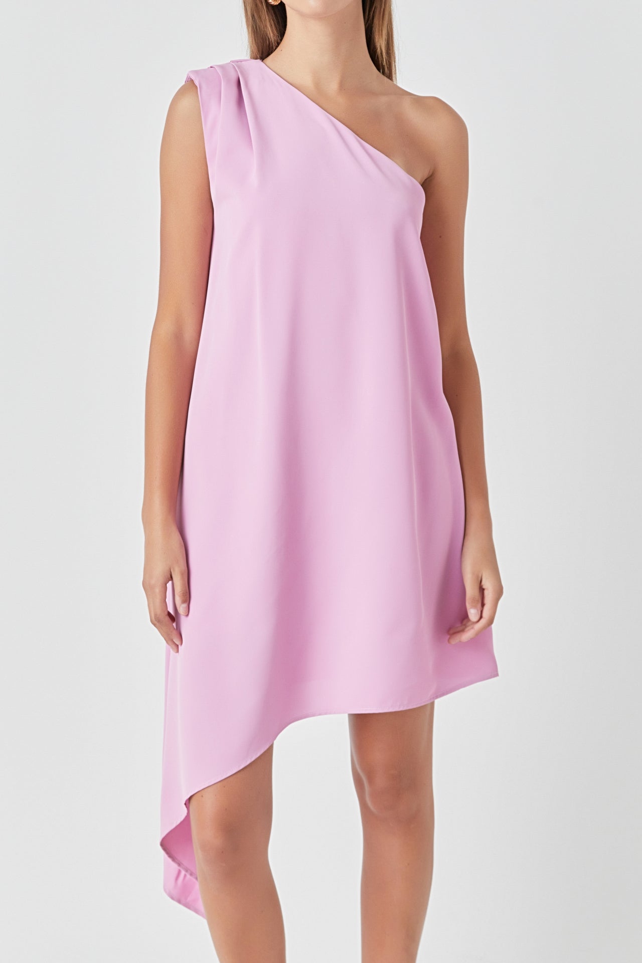 ENDLESS ROSE - Endless Rose - Shoulder Pintucked Asymmetrical Mini Dress - DRESSES available at Objectrare