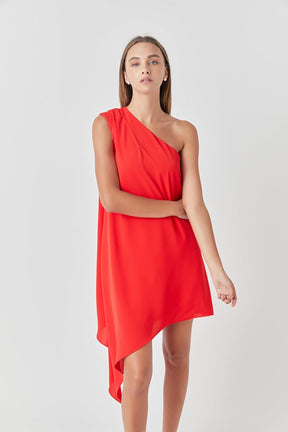 ENDLESS ROSE - Endless Rose - Shoulder Pintucked Asymmetrical Mini Dress - DRESSES available at Objectrare