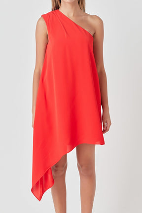 ENDLESS ROSE - Endless Rose - Shoulder Pintucked Asymmetrical Mini Dress - DRESSES available at Objectrare