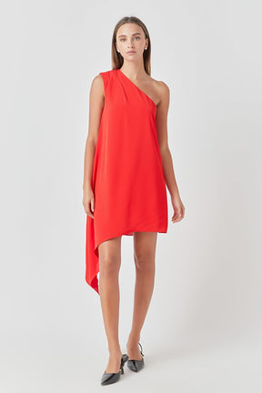 ENDLESS ROSE - Endless Rose - Shoulder Pintucked Asymmetrical Mini Dress - DRESSES available at Objectrare