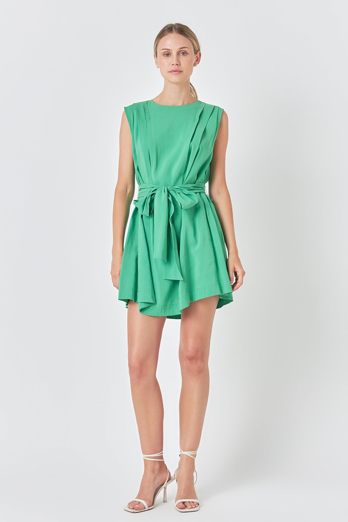 ENDLESS ROSE - Pintuck Shoulder Belted Mini Dress - DRESSES available at Objectrare