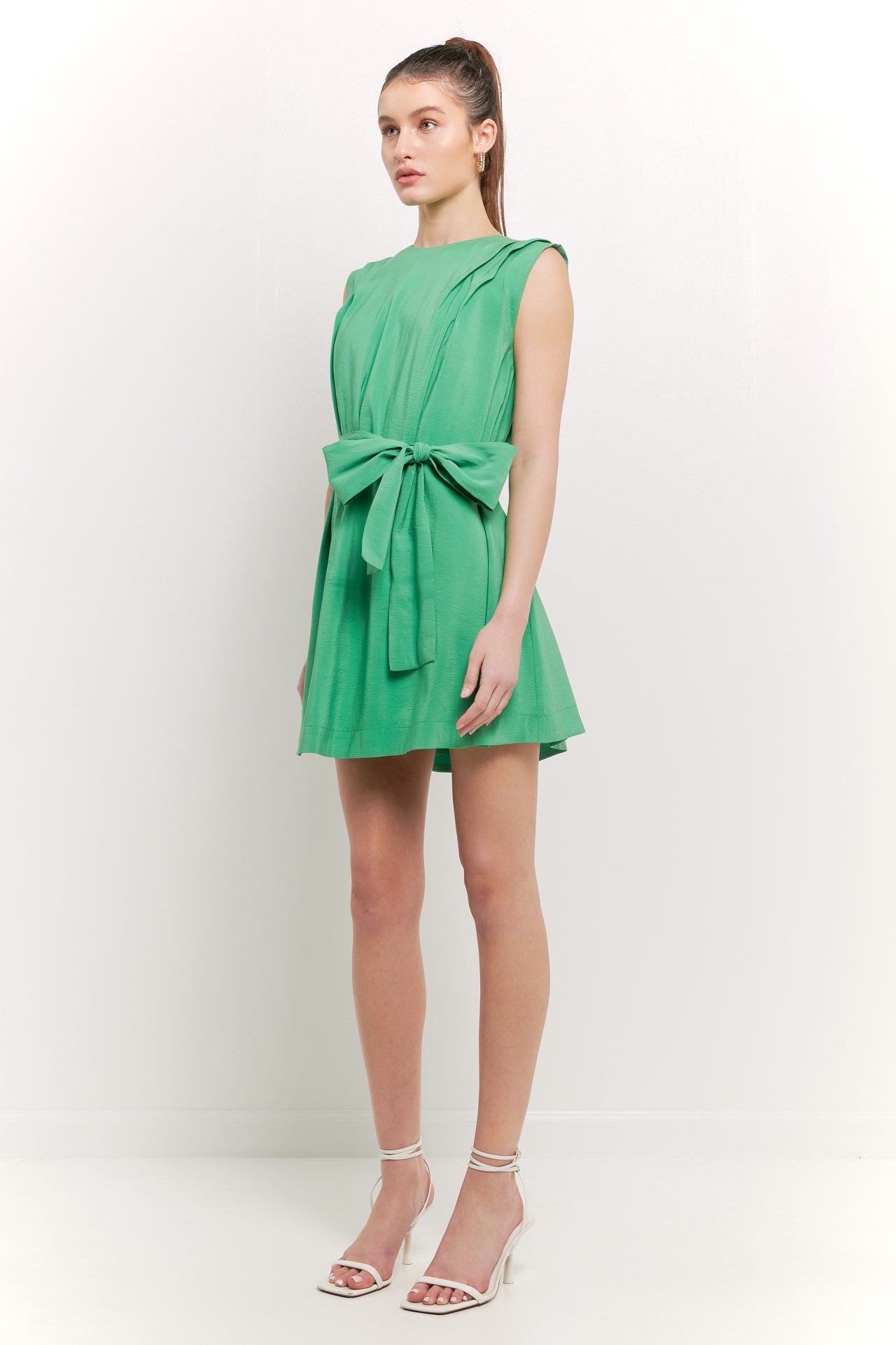 ENDLESS ROSE - Pintuck Shoulder Belted Mini Dress - DRESSES available at Objectrare