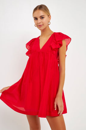 ENDLESS ROSE - Endless Rose - Ruffled V Neck Mini Flounce Dress - DRESSES available at Objectrare