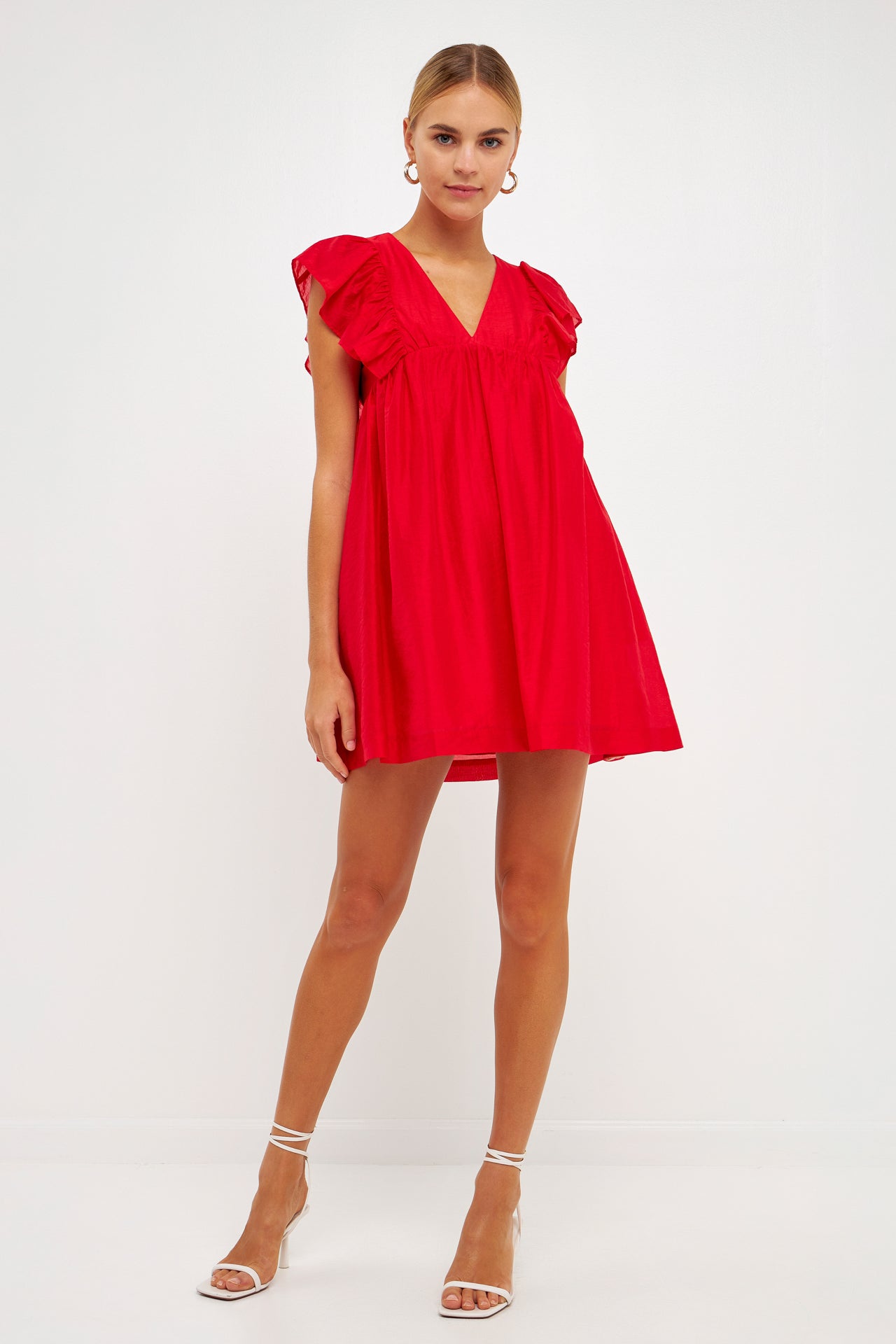 ENDLESS ROSE - Ruffled V Neck Mini Flounce Dress - DRESSES available at Objectrare