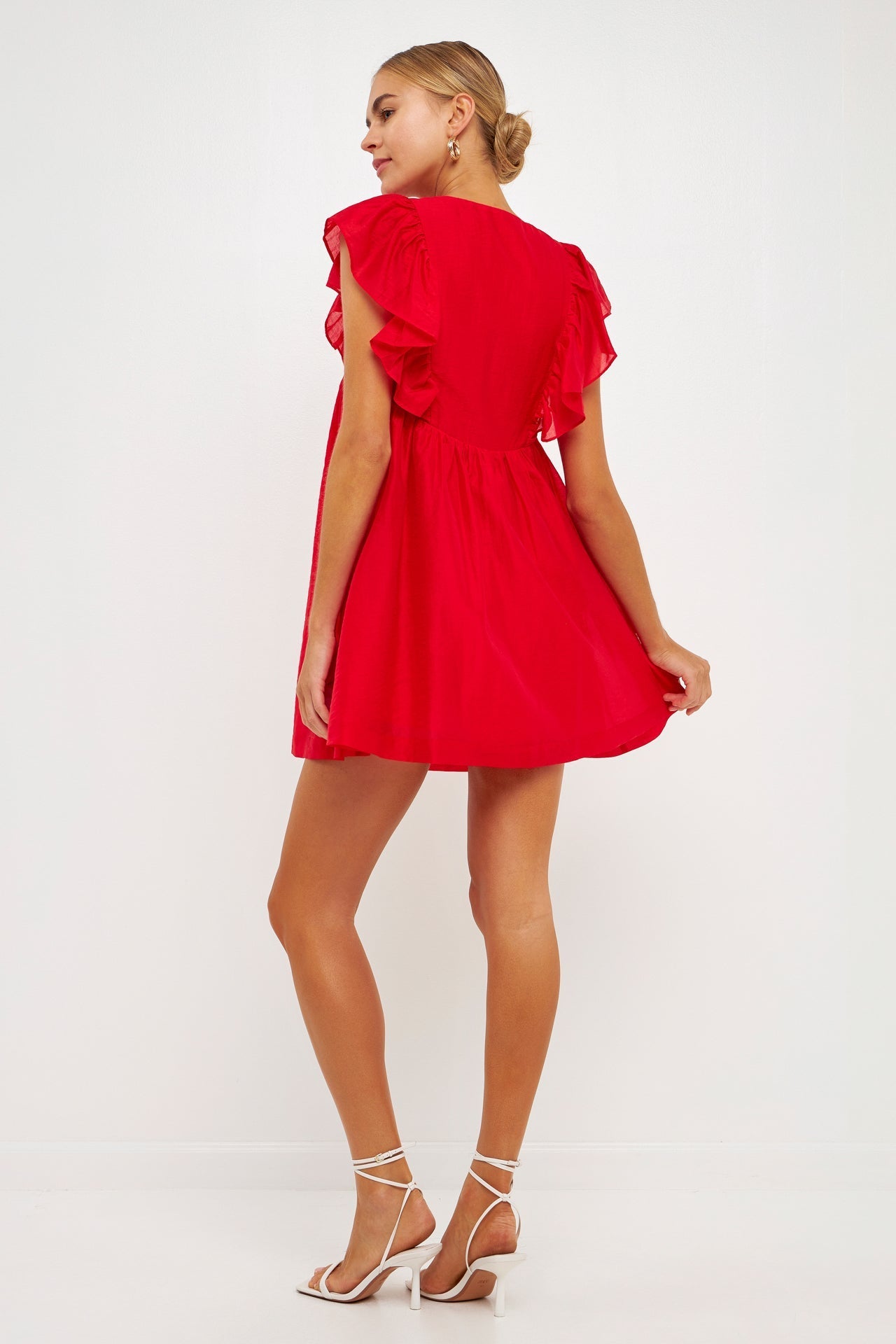 ENDLESS ROSE - Endless Rose - Ruffled V Neck Mini Flounce Dress - DRESSES available at Objectrare