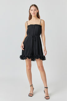 ENDLESS ROSE - Pleated Chiffon Ruffle Mini Dress - DRESSES available at Objectrare