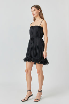 ENDLESS ROSE - Pleated Chiffon Ruffle Mini Dress - DRESSES available at Objectrare