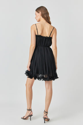 ENDLESS ROSE - Pleated Chiffon Ruffle Mini Dress - DRESSES available at Objectrare