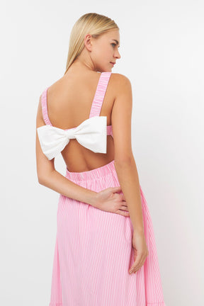 ENGLISH FACTORY - Contrast Bow Striped Maxi Dress - DRESSES available at Objectrare