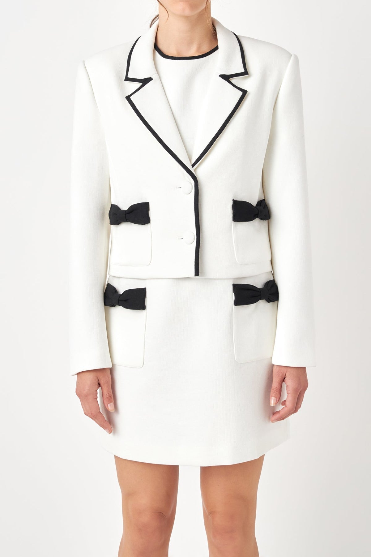 ENGLISH FACTORY - Bow Contrast Tweed Blazer - BLAZERS available at Objectrare