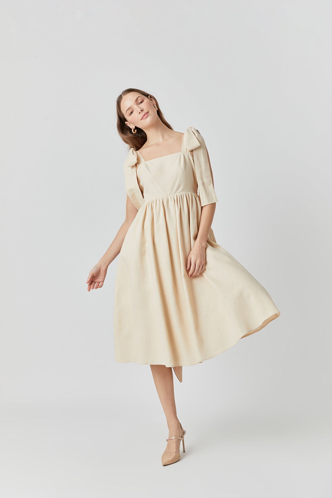 ENDLESS ROSE - Bow Shoulder Tie Midi Dress - DRESSES available at Objectrare