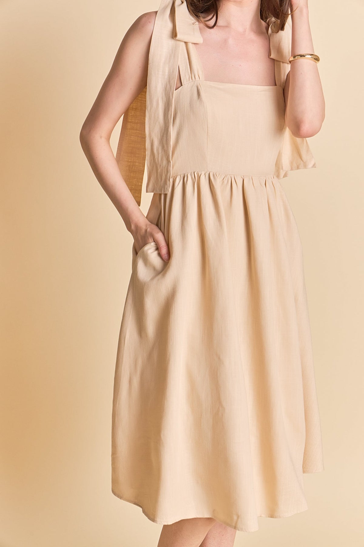 ENDLESS ROSE - Bow Shoulder Tie Midi Dress - DRESSES available at Objectrare